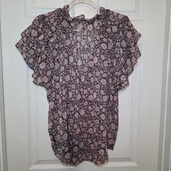 Anthropologie V-Neck Flutter-Sleeve Blouse size XL - Picture 7 of 12